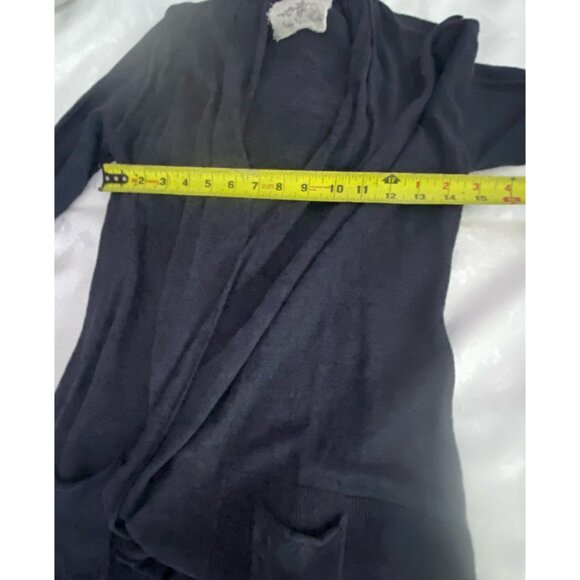 Angel Of The North Gray Size Small Ruffle Back Open Cardigan Linen Blend Pockets - Picture 5 of 11